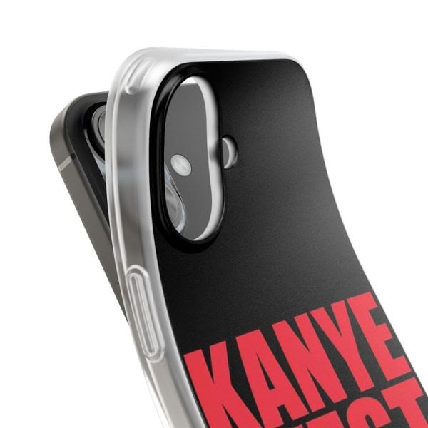 Kanye West merchandise phone case with bold red text.