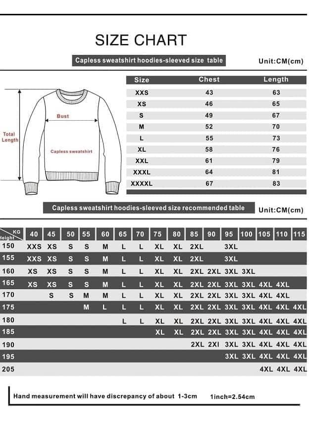 Kanye West Merch sweatshirt size chart and apparel information.
